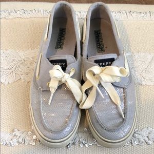 Sequin baby blue sperrys